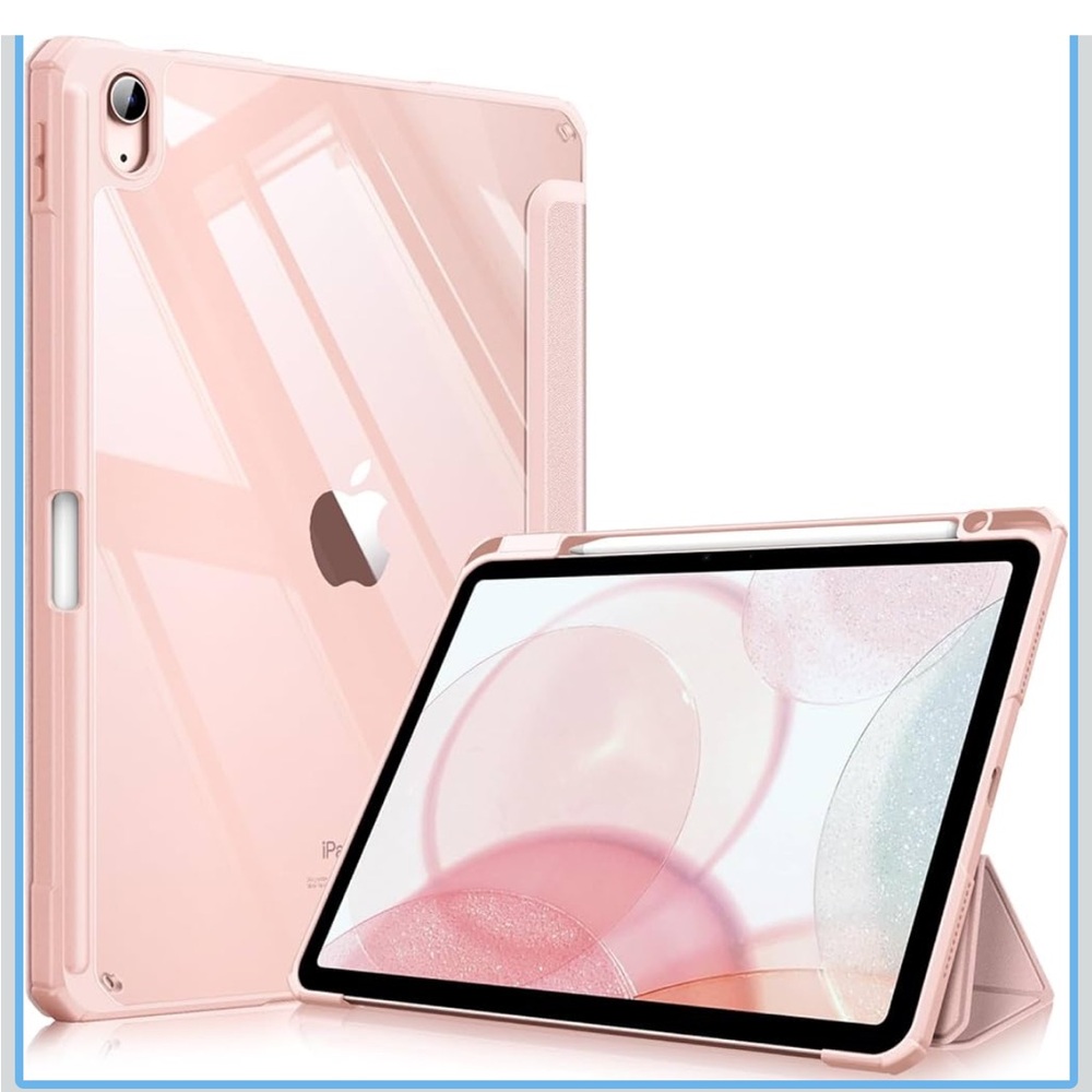 Apple Pink Clear Hybrid iPad Case with Foldable Stand